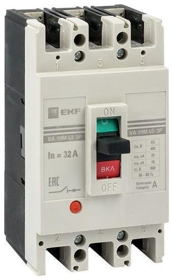 EKF mccb99-63-32m Выключатель автоматический 3п 63/32А 25кА ВА-99М PROxima