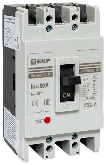 EKF mccb99-63-50m Выключатель автоматический 3п 63/50А 25кА ВА-99М PROxima