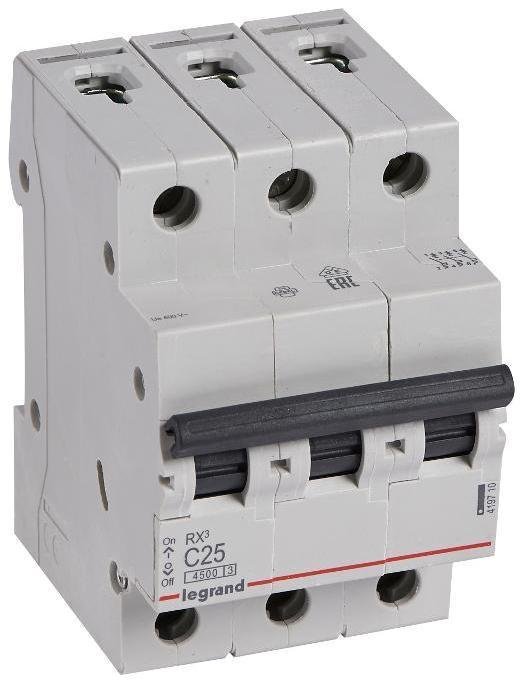 Legrand 419710 Выключатель автоматический модульный 3п C 25А 4.5кА RX3 ИЭК Leg