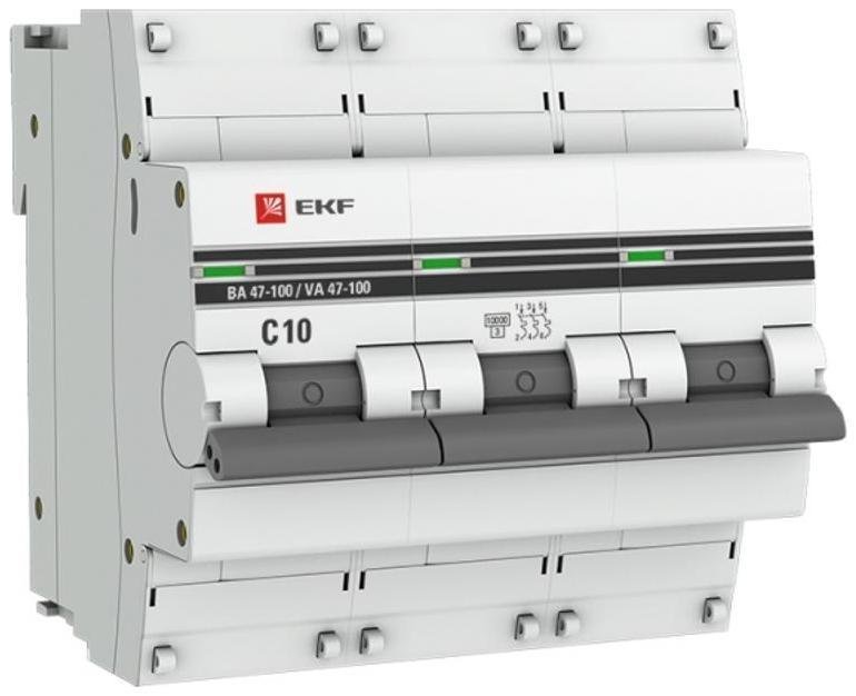 EKF mcb47100-3-10C-pro Выключатель автоматический модульный 3п C 10А 10кА ВА 47-100 PROxima