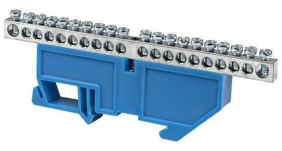 EKF sn1-63-20-d Шина нулевая N 6х9 20 отверст. цинк син. изолятор на DIN-рейку PROxima