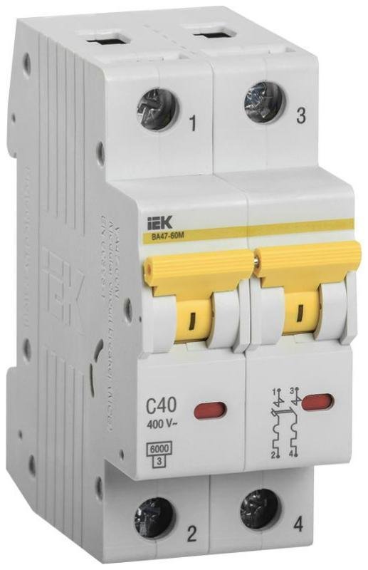 IEK MVA31-2-040-C Выключатель автоматический модульный 2п C 40А 6кА ВА47-60M KARAT