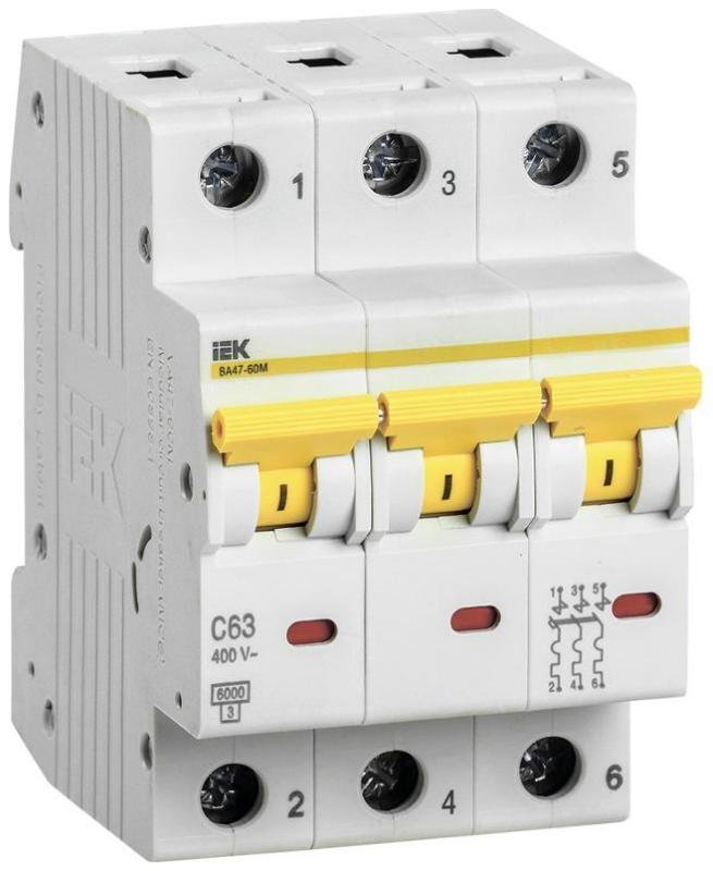 IEK MVA31-3-063-C Выключатель автоматический модульный 3п C 63А 6кА ВА47-60M KARAT
