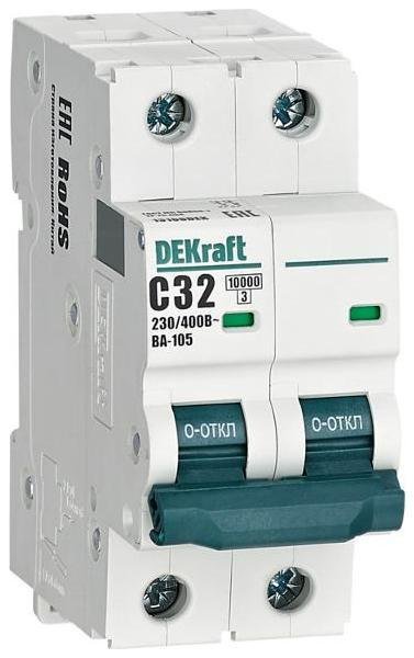 DEKraft 13168DEK Выключатель автоматический модульный 2п C 32А 10кА ВА-105