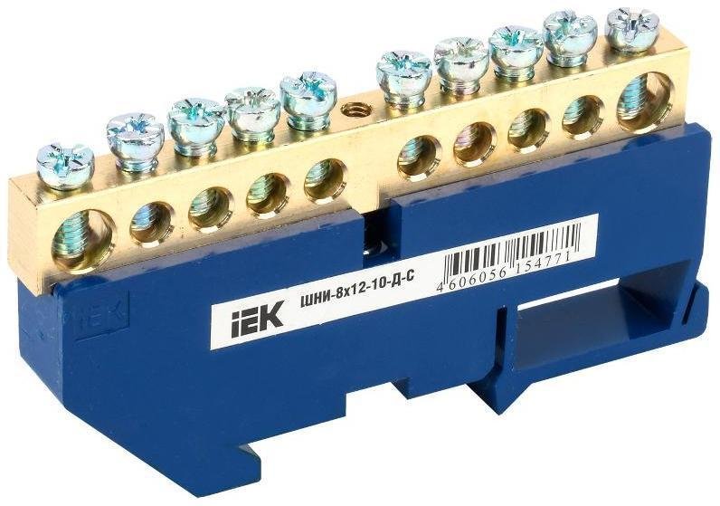 IEK YNN10-812-10D-K07 Шина нулевая на DIN-изол. ШНИ-8х12-10-Д-С