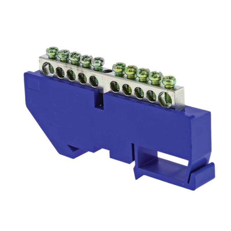 EKF sn1-63-10-d Шина нулевая N 6х9 10 отверст. цинк син. изолятор на DIN-рейку PROxima