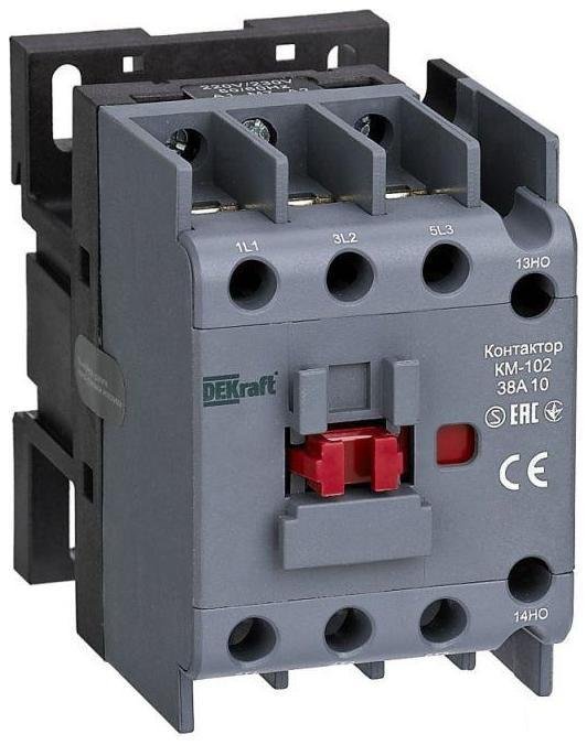 DEKraft 21934DEK Контактор 38А 230В AC АС3 АС4 1НО+1НЗ КМ-102