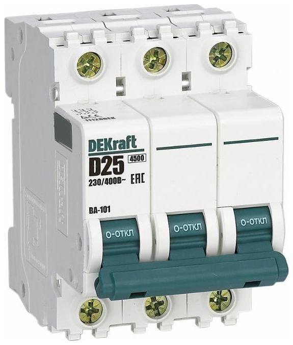 DEKraft 11128DEK Выключатель автоматический модульный 3п D 25А 4.5кА ВА-101