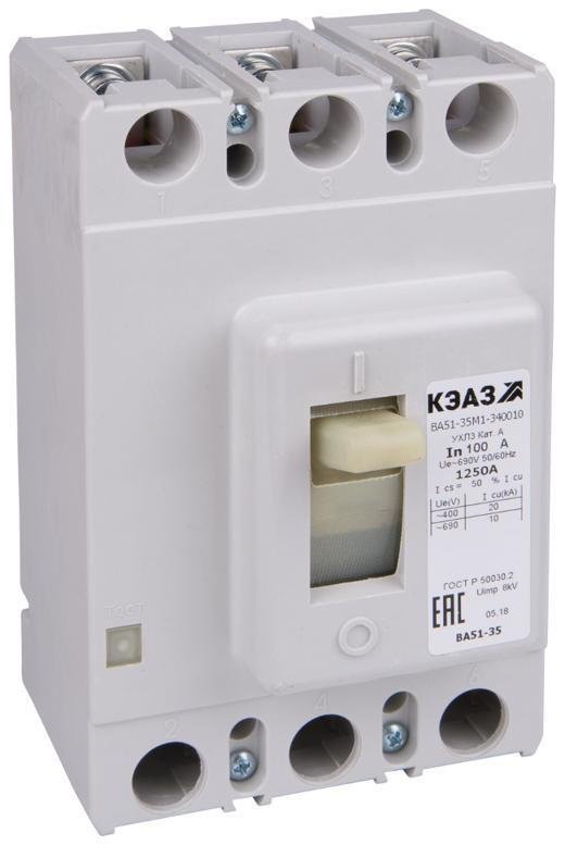 КЭАЗ 108327 Выключатель автоматический 63А ВА51-35М1-340010 УХЛ3 690В AC