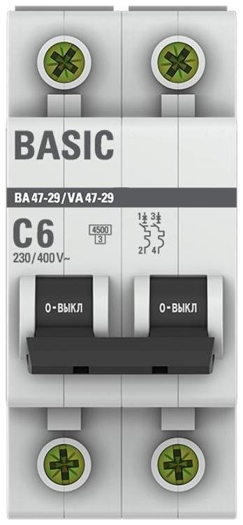 EKF mcb4729-1-06C Выключатель автоматический модульный 1п C 6А 4.5кА ВА 47-29 Basic