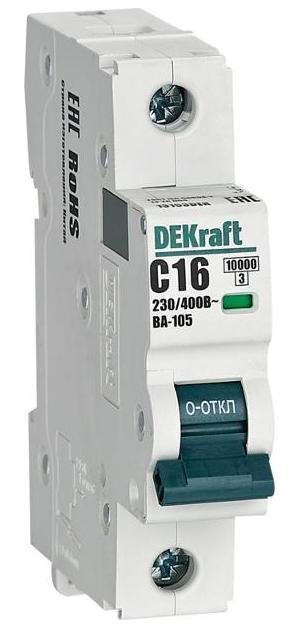 DEKraft 13153DEK Выключатель автоматический модульный 1п C 16А 10кА ВА-105