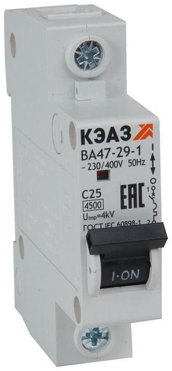 КЭАЗ 318208 Выключатель автоматический модульный 1п C 6А 4.5кА ВА47-29-1C6-УХЛ3