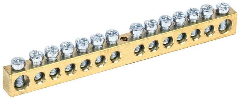 IEK YNN20-14-100 Шина PEN "земля-ноль" 8х12мм 14/1 (14групп/крепеж по центру)