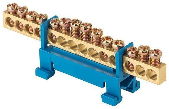 EKF sn0-63-14-sb Шина нулевая N 6х9 14 отверстий синий изолятор тип "Стойка" на DIN-рейку латунь PROxima
