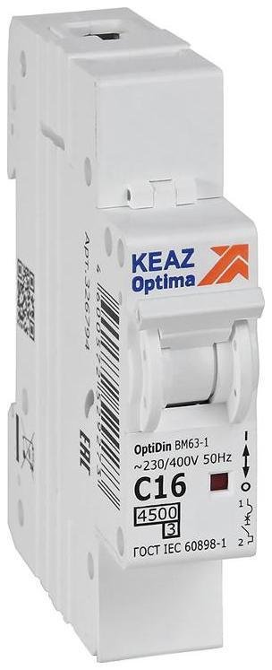 КЭАЗ 326794 Выключатель автоматический модульный 1п C 16А 4.5кА OptiDin BM63-1C16-4.5-УХЛ3