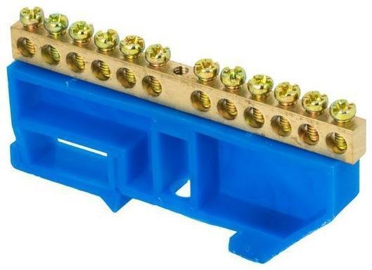 EKF sn0-125-12-d-r Шина нулевая N 8х12 12 отверстий синий изолятор на DIN-рейку латунь розн. стикер PROxima