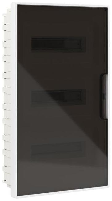 DKC F36B1WD Щиток встраиваемый FRAME 36мод с тонированной дверцей с 4 шинами PEN (2шт на 8 отверст. и 2шт на 10 отверст.) бел