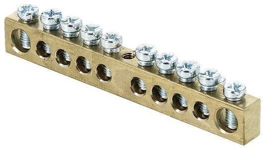 EKF sn0-63-10 Шина PEN "ноль-земля" 6х9 10 отвер. латунь крепеж по центру PROxima