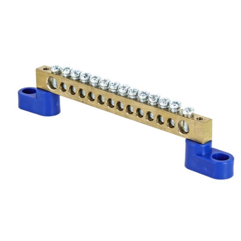 EKF sn0-63-14-2 Шина нулевая N 6х9 14 отвер. латунь 2 син. угловых изолятора PROxima