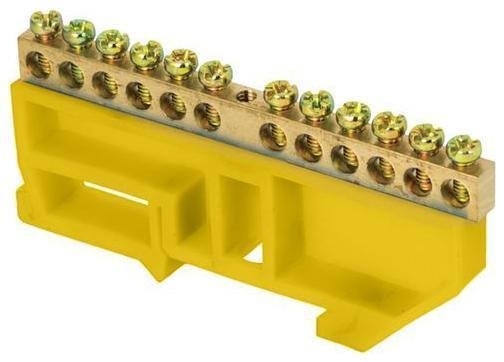 EKF sn0-63-12-dz Шина нулевая N 6х9 12 отверстий желт. изолятор на DIN-рейку латунь PROxima