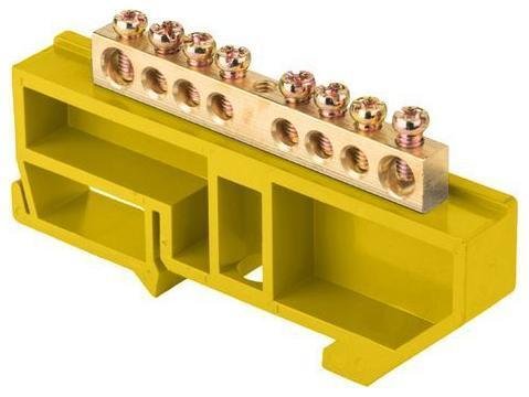 EKF sn0-63-08-dz Шина нулевая N 6х9 8 отвер. латунь желт. изолятор на DIN-рейку PROxima