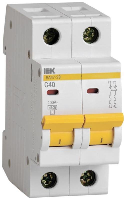 IEK MVA20-2-040-C Выключатель автоматический модульный 2п C 40А 4.5кА ВА47-29 KARAT