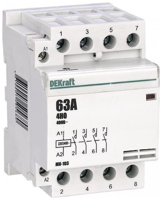 DEKraft 18088DEK Контактор модульный МК-103 4НО 63А 230В