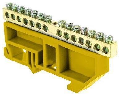EKF sn0-63-14-dz Шина нулевая N 6х9 14 отверстий желт. изолятор на DIN-рейку латунь PROxima