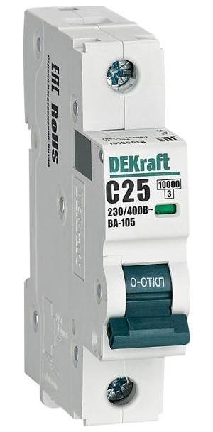 DEKraft 13155DEK Выключатель автоматический модульный 1п C 25А 10кА ВА-105