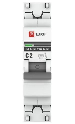 EKF mcb4763-1-02C-pro Выключатель автоматический модульный 1п C 2А 4.5кА ВА 47-63 PROxima