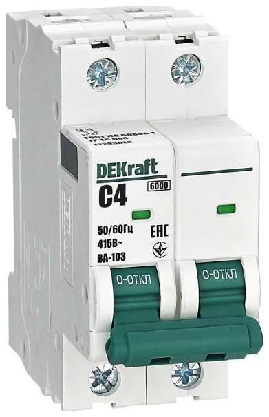 DEKraft 12283DEK Выключатель автоматический модульный 2п C 4А 6кА ВА-103