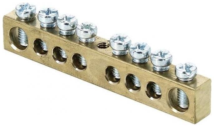 EKF sn0-63-08 Шина PEN "ноль-земля" 6х9 8 отвер. латунь крепеж по центру PROxima