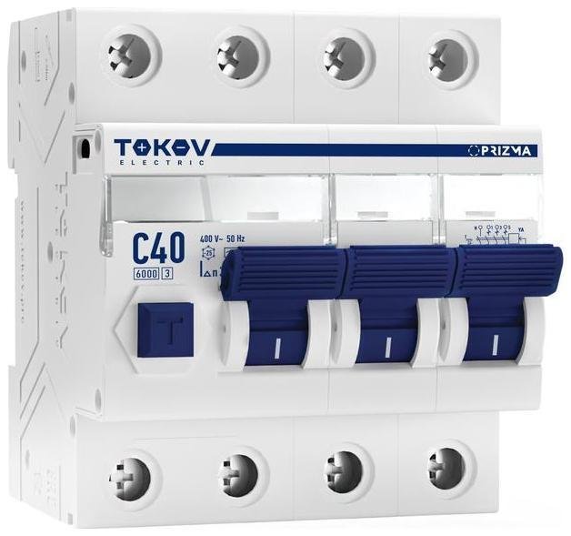 TOKOV electric TKE-PZ60-RCBO-4-40-30-AC Выключатель автоматический дифференциального тока 4п (3P+N) C 40А 30мА тип AC 6кА PRIZMA