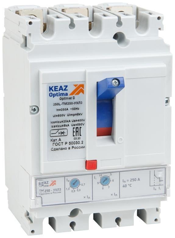 КЭАЗ 291434 Выключатель автоматический 3п 250А диапазон уст. 100...250А 40кА OptiMat D250N-TM250-УХЛ3