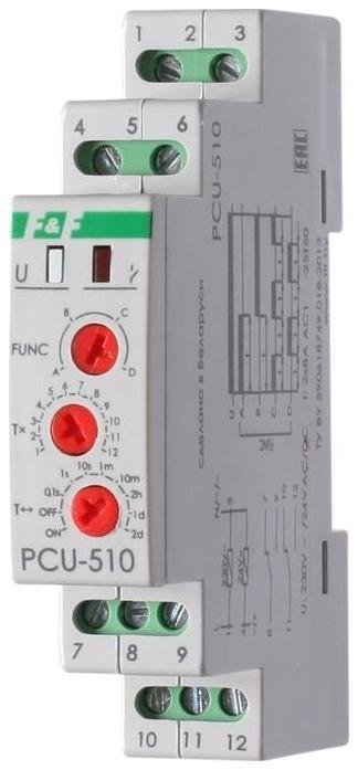Евроавтоматика F&F EA02.001.009 Реле времени PCU-510 2х8А 230В 2 перекл. IP20 многофункц. монтаж на DIN-рейке F&F