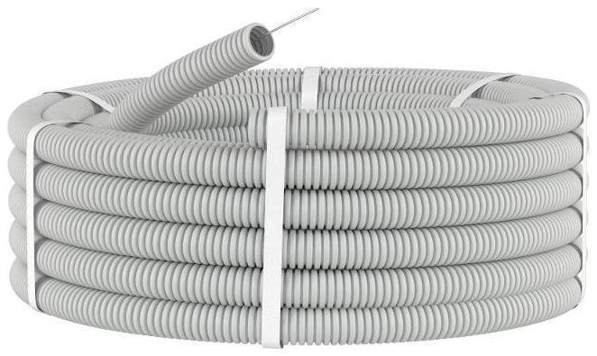 DKC 9192025 Труба гофрированная ПВХ гибкая легкая d20мм с протяжкой сер. (уп.25м)