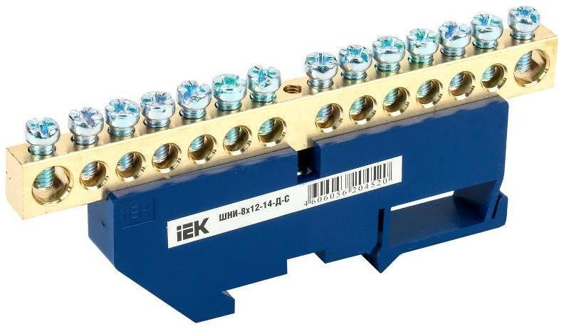 IEK YNN10-812-14D-K07 Шина нулевая на DIN-изол. ШНИ-8х12-14-Д-С