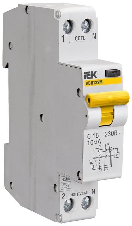 IEK MAD22-5-006-C-30 Выключатель автоматический дифференциального тока 2п (1P+N) C 6А 30мА тип A 6кА АВДТ-32 KARAT