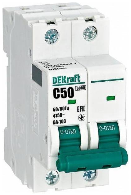 DEKraft 12294DEK Выключатель автоматический модульный 2п C 50А 6кА ВА-103