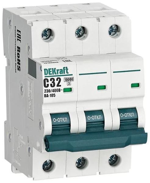 DEKraft 13180DEK Выключатель автоматический модульный 3п C 32А 10кА ВА-105