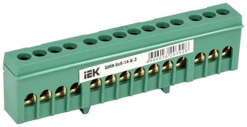IEK YNN10-69-14KD-K06 Шина PE "земля" в корп. изоляции на DIN-рейку ШНИ-6х9-14-К-З