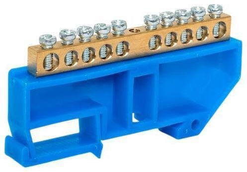 EKF sn0-63-10-d-r Шина нулевая N 6х9 10 отверстий синий изолятор на DIN-рейку латунь розн. стикер PROxima