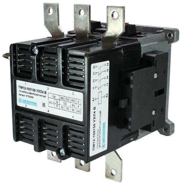 Электротехник ET502581 Пускатель ПМ 12-100150 УХЛ4 В 100А кат. 220В AC 2НО+2НЗ