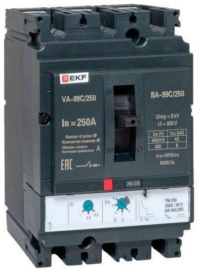 EKF mccb99C-250-250 Выключатель автоматический 3п 250/250А 45кА ВА-99C Compact NS PROxima