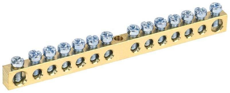 IEK YNN10-14-100 Шина PEN "земля-ноль" 6х9мм 14/1 (14групп/крепеж по центру)