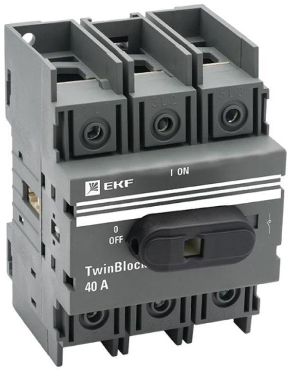 EKF tb-40-3p-f Рубильник 3п 40А с рукояткой управления для прямой установки TwinBlock