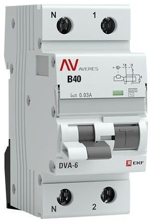 EKF rcbo6-1pn-40C-30-ac-av Выключатель автоматический дифференциального тока 2п (1P+N) C 40А 30мА тип AC 6кА DVA-6 Averes