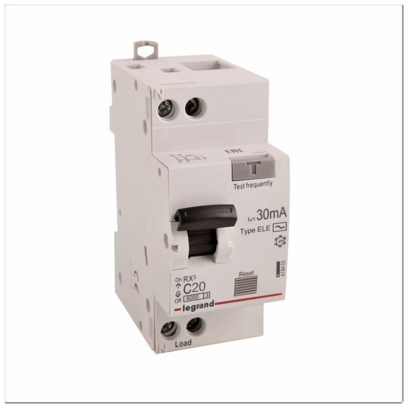 Legrand 419400 Выключатель автоматический дифференциального тока 2п (1P+N) C 20А 30мА тип AC 6кА RX3 ИЭК Leg