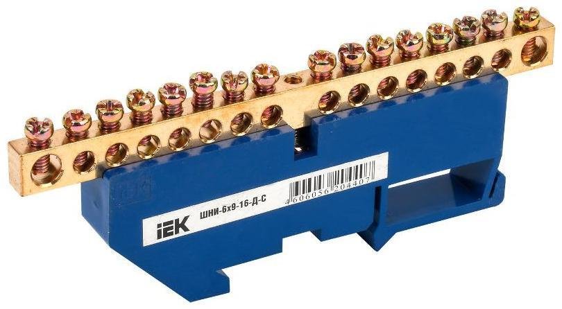 IEK YNN10-69-16D-K07 Шина нулевая на DIN-изоляторе ШНИ-6х9-16-Д-С