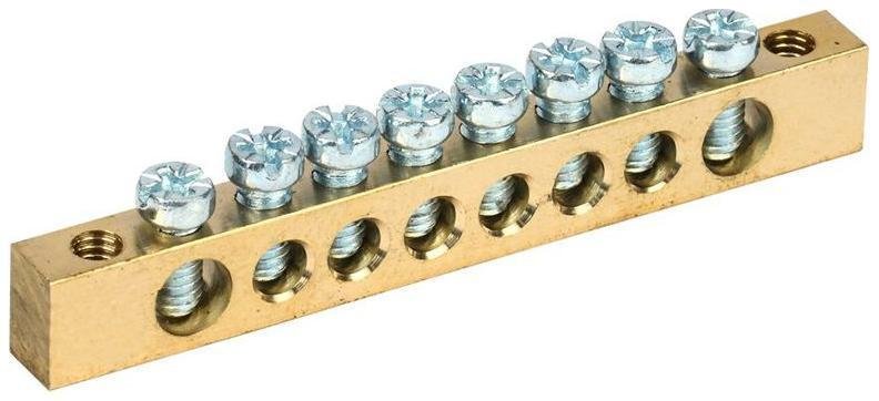 IEK YNN11-08-100 Шина PEN "земля-ноль" 6х9мм 8/2 (8групп/крепеж по краям)